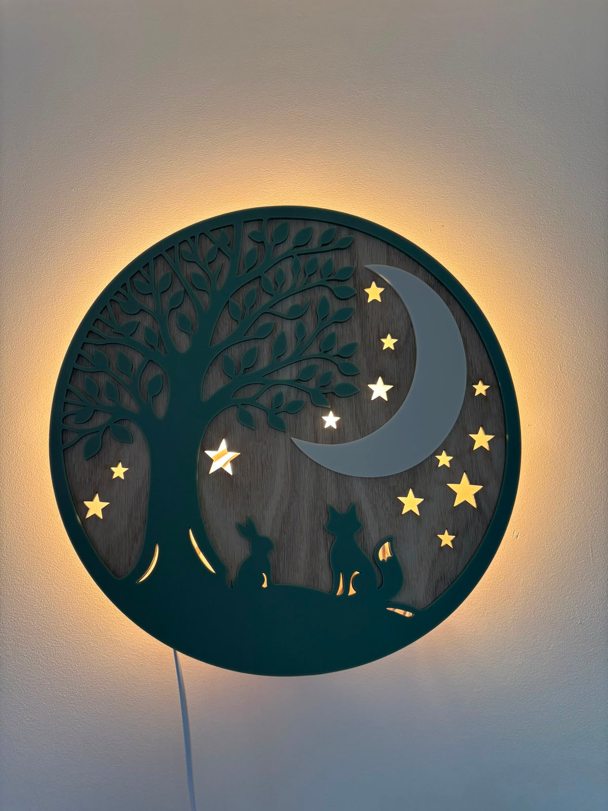 Circular wall light - woodland creatures