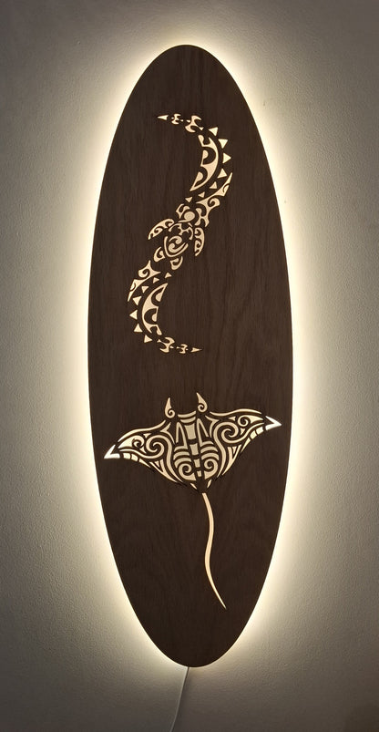 Surfboard wall light - Manta Ray