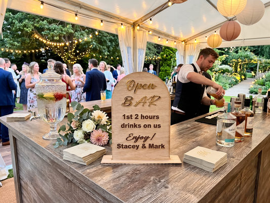 Wood & acrylic table signs